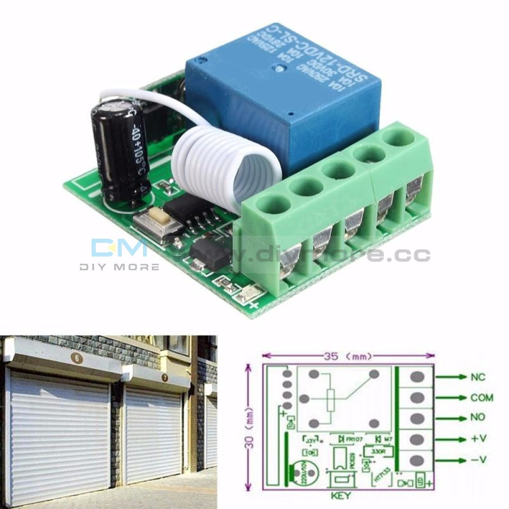 433Mhz Dc12V 10A 1Ch Wireless Relay Rf Remote Control Switch Receiver 1-Channel Delay