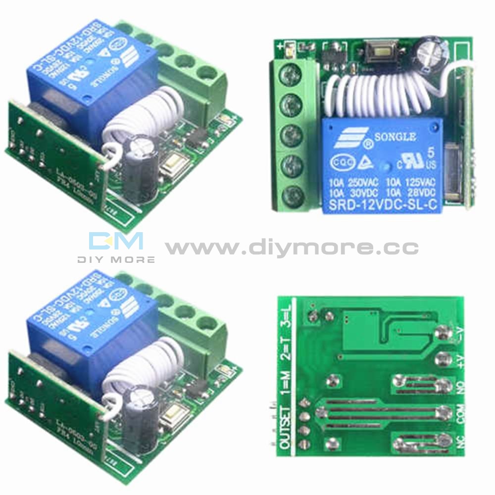 433Mhz Dc12V 10A 1Ch Wireless Relay Rf Remote Control Switch Receiver 1-Channel Delay
