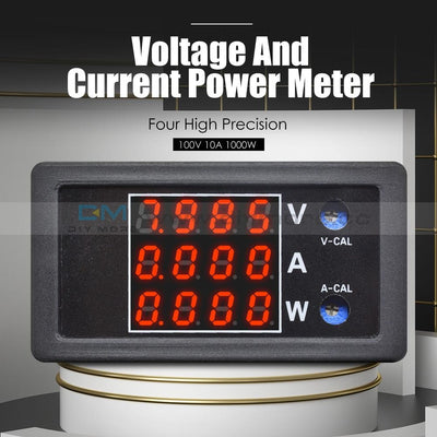 Dc 100V 10A 1000W Voltage Current Power Meter Digital Four-Digit Led Thermostat