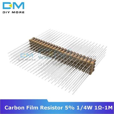 100Pcs Diymore Carbon Film Resistor 5% 1/4W 0.25W 1R 1M Ohm 1K 2.2K 4.7K 5.1K 6.8K 10K 15K