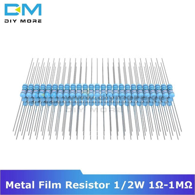 100Pcs Diymore Metal Film Resistor 1% +1% 1/2W 0.5W 1R 1M Ohm Resistance Diy Electronic 1K 2.2K 4.7K