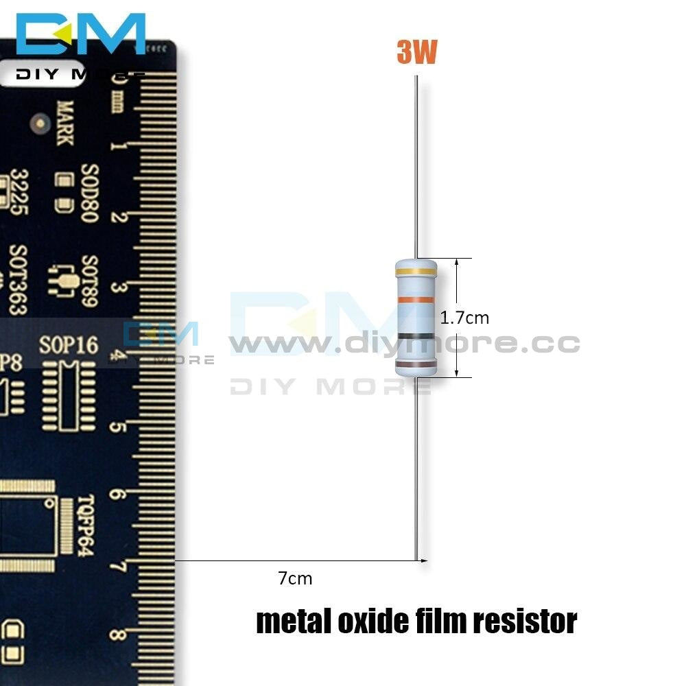 100Pcs Metal Oxide Film Resistor 3W 5% +5% 1R 1M Ohm Resistance Diy Electronic 1K 2.2K 4.7K 5.1K