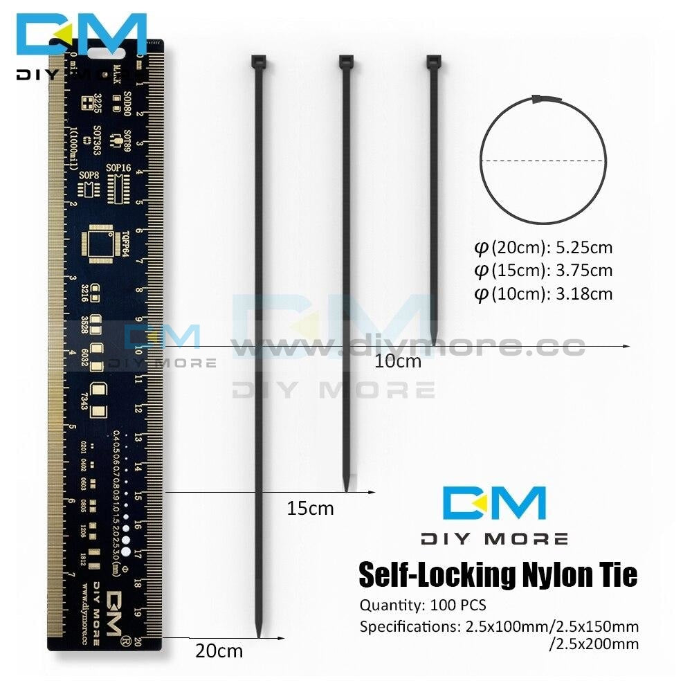 100Pcs Multi Color Self Locking Plastic Nylon Ties Wire Cable Zip 2.5X100Mm 2.5X150Mm 2.5X200Mm