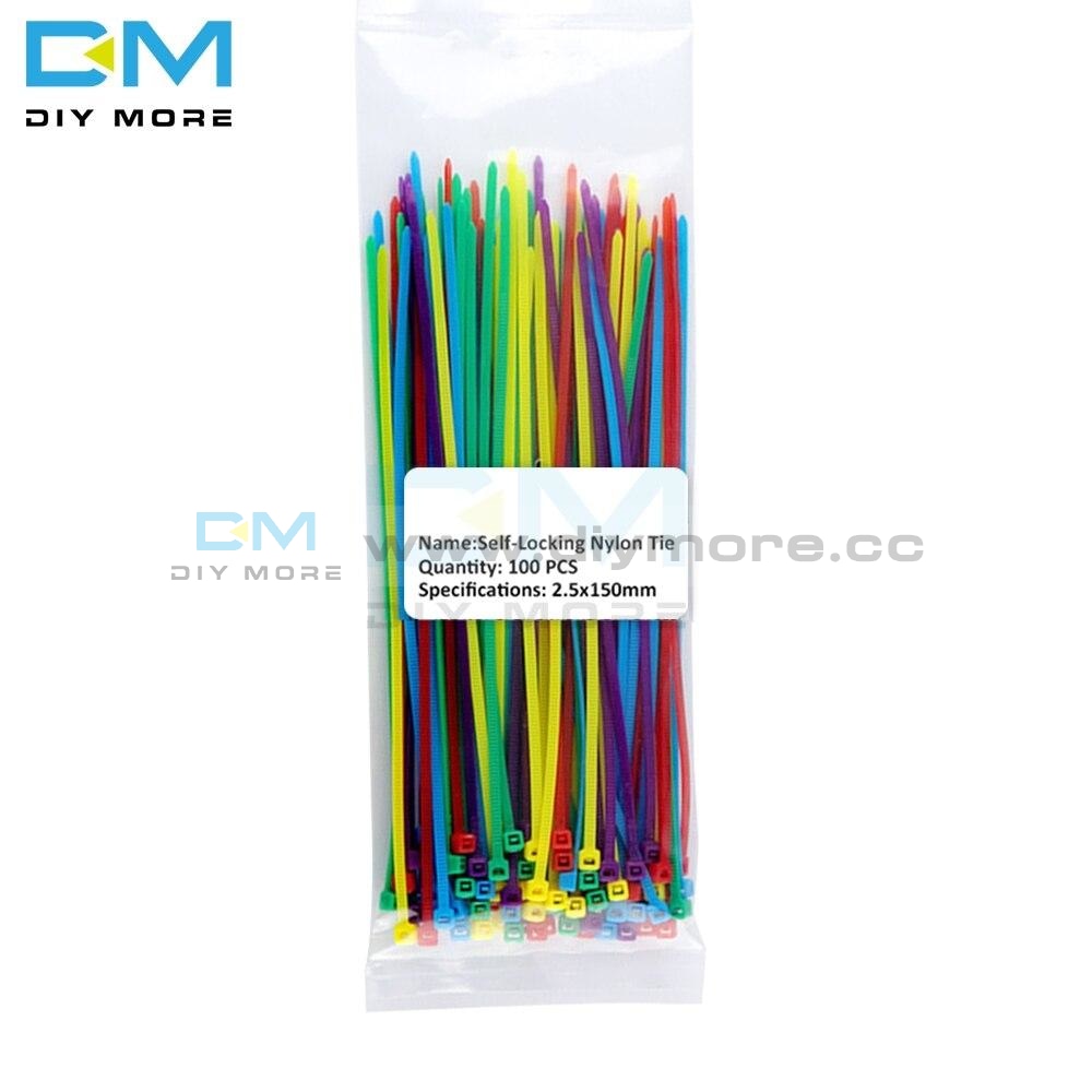 100Pcs Multi Color Self Locking Plastic Nylon Ties Wire Cable Zip 2.5X100Mm 2.5X150Mm 2.5X200Mm