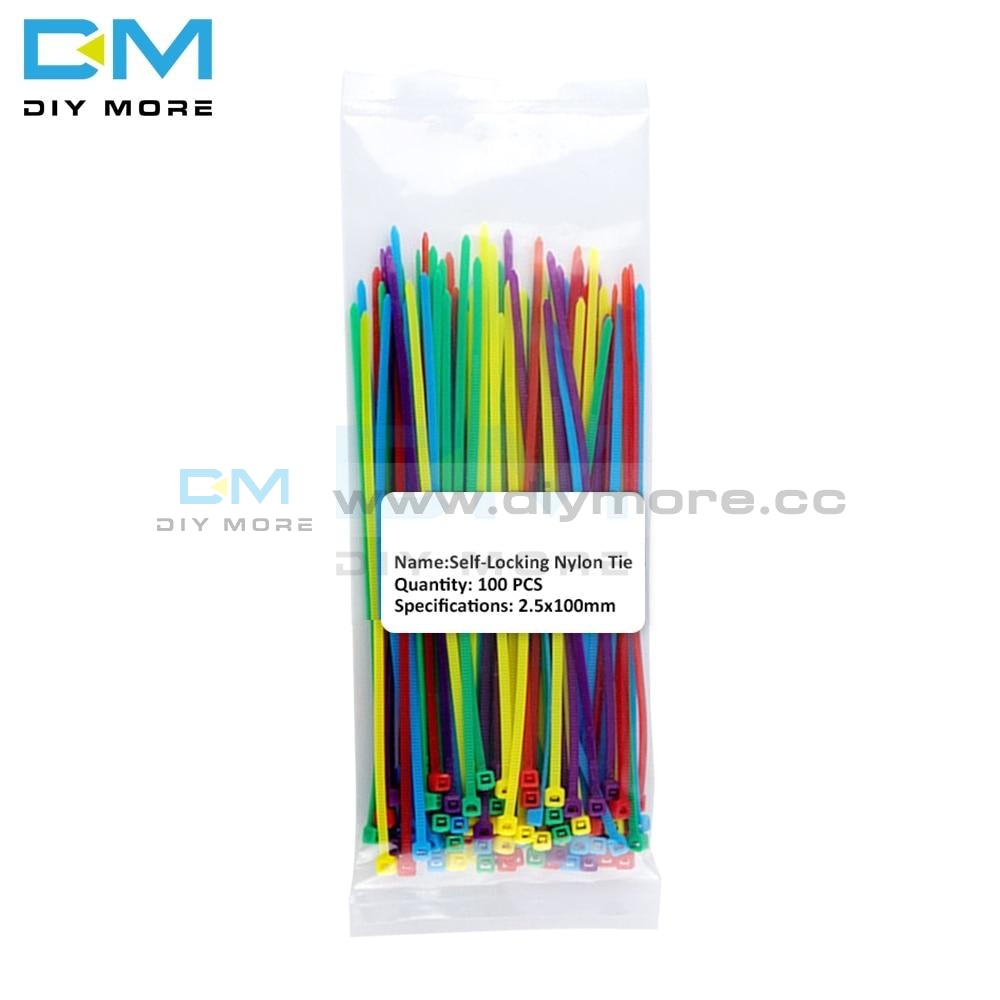 100Pcs Multi Color Self Locking Plastic Nylon Ties Wire Cable Zip 2.5X100Mm 2.5X150Mm 2.5X200Mm