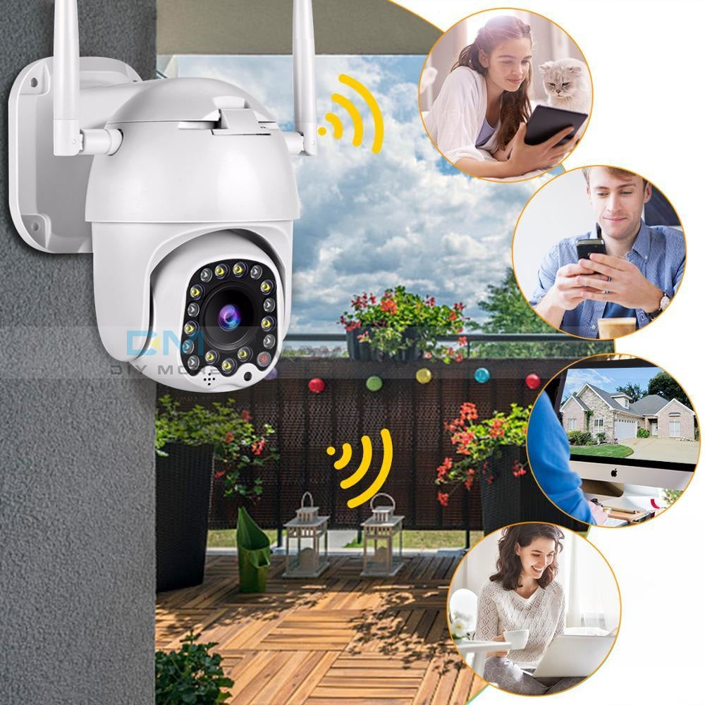1080P Outdoor Ptz Ip Camera With Siren Light Two Way Audio Wifi Auto Tracking Color Night Vision