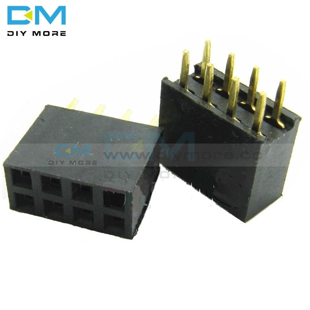 10Pcs 2X4 Pin 8P 2.54Mm Double Row Female Straight Header Pitch Socket Strip Integrated Circuits
