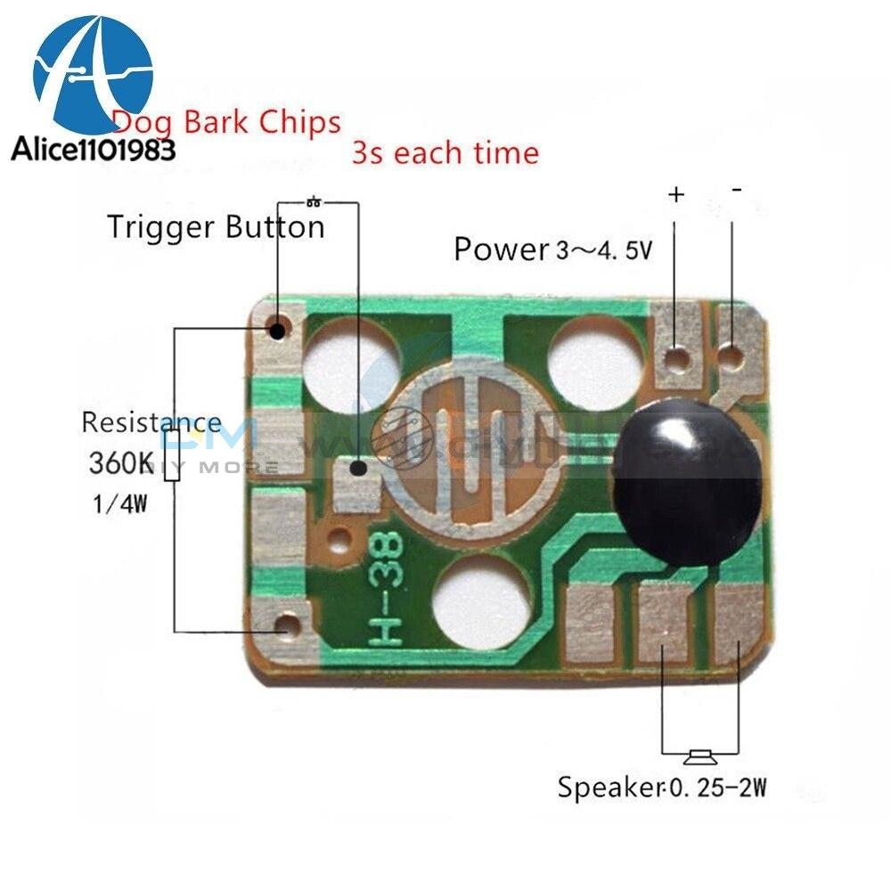 10Pcs 3V 4.5V Dog Barking Music Yelp Voice Board Module For Arduino Diy Toy Cf 22*16Mm Function