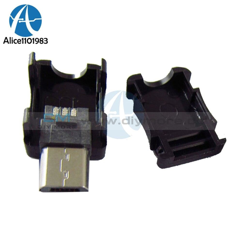 10Pcs Diy Micro Usb 5 Pin T Port Male Plug Socket Connector With Plastic Cover Black Kit Free