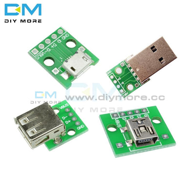 10Pcs Mini/micro Usb To Dip Type A Female/ Male Adapter Converter For 2.54Mm Pcb Board Diy Power