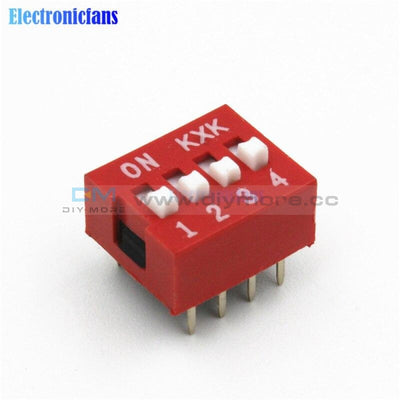 10Pcs Slide Type Switch Module 2.54Mm 4 Bit Position Way Dip Red Pitch Gps/gprs