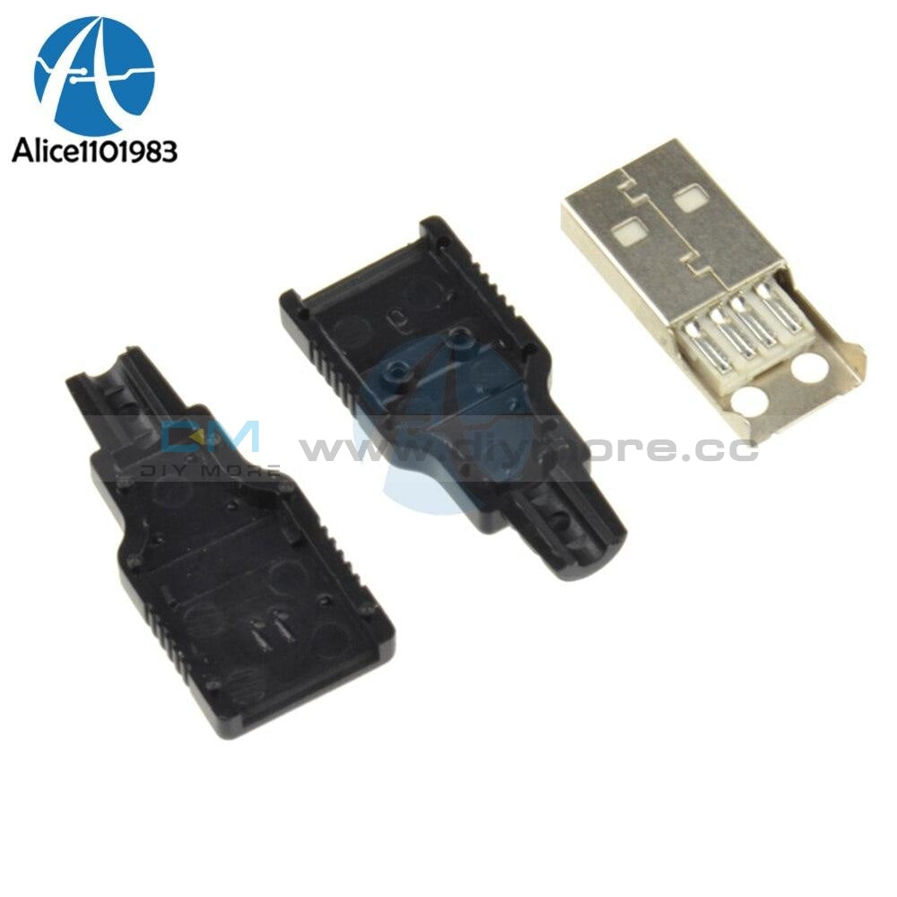 10Pcs Usb2.0 Type A Plug 4 Pin Male Adapter Contor Jack&black Plastic Cover Integrated Circuits