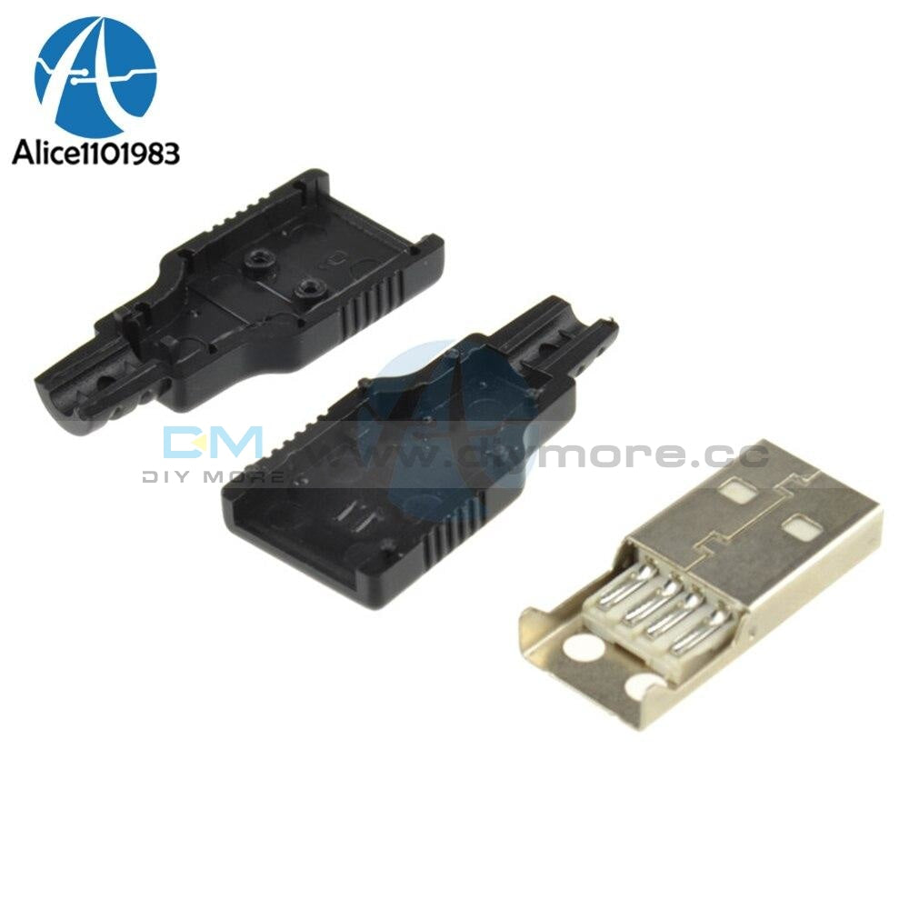 10Pcs Usb2.0 Type A Plug 4 Pin Male Adapter Contor Jack&black Plastic Cover Integrated Circuits