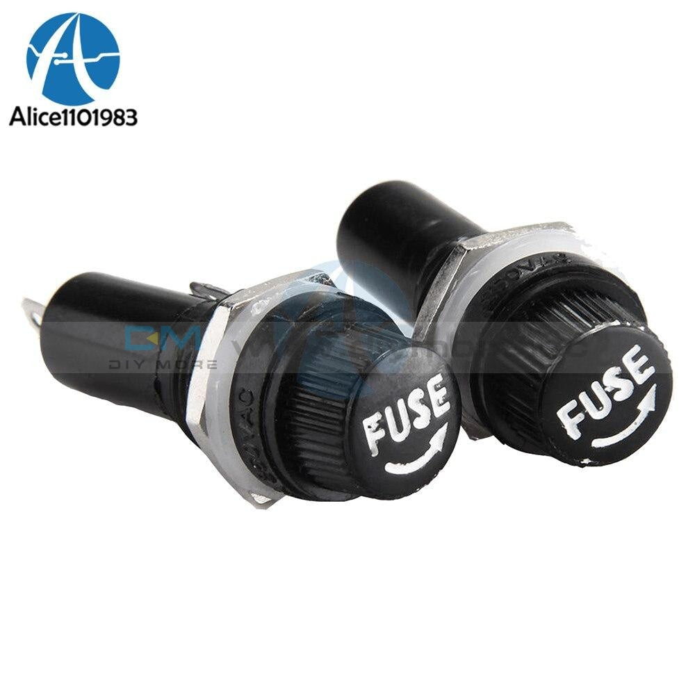 10-Pack Panel Mount Fuse Holder Sockets For 5x20mm Glass Tube Fuses - Screw Cap Style