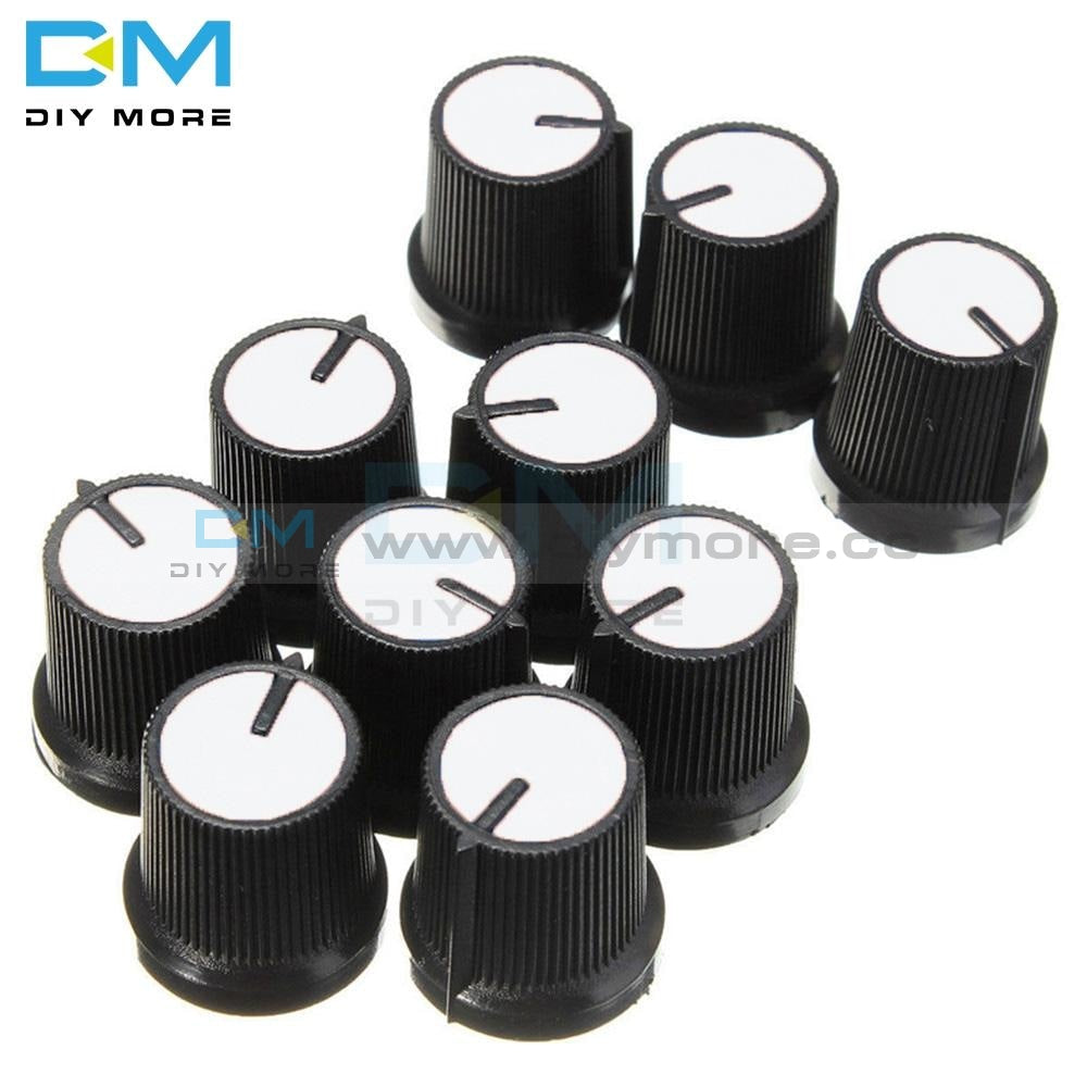 10Pcs Lot 6Mm Knob White Face Plastic For Rotary Taper Potentiometer Hole Volume Control Controller