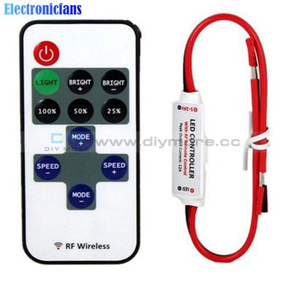 12V Rf Wireless Remote Control In Line Led Strip Dimmer 10 Level Bright Speed Switch Module Voltage
