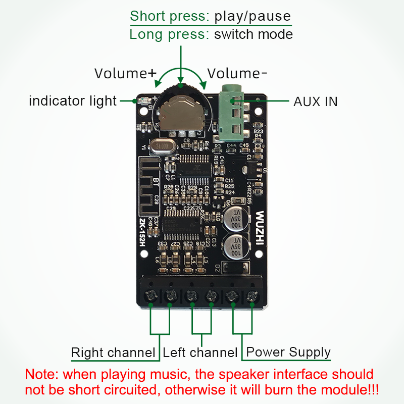 ZK-152H 2X15W 2 Channel Stereo Bluetooth Digital Power Amplifier Board Module