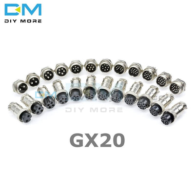 1Pair Male+Female Aviation Connector Socket Gx20 2/3/4/5/6/7/8/9/10/12/14/15Pin 22Mm Screw Plug