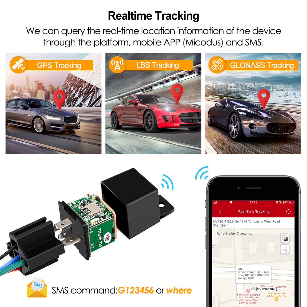 Mini GPS Tracker Car Tracker Micodus MV720 Hidden Design Cut Off Fuel GPS Car Locator 9-90V 80mAh S0hock Overspeed Alert Free APP