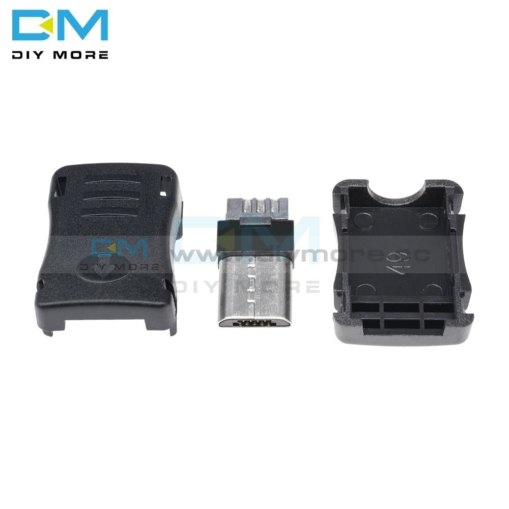 20Pcs Lot Diy Micro Usb 5 Pin T Port Male Plug Socket Connector With Plastic Cover Black Kit