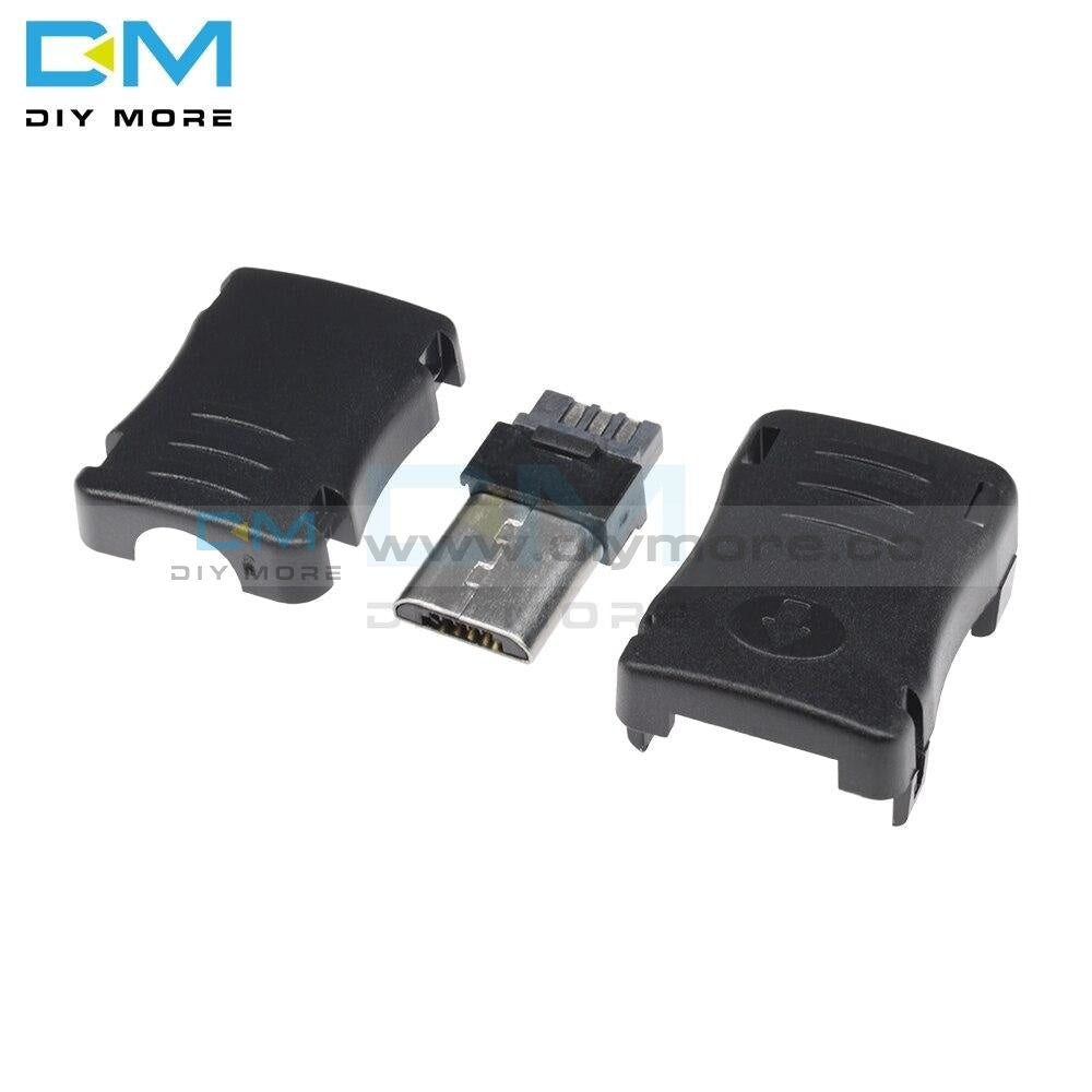 20Pcs Lot Diy Micro Usb 5 Pin T Port Male Plug Socket Connector With Plastic Cover Black Kit