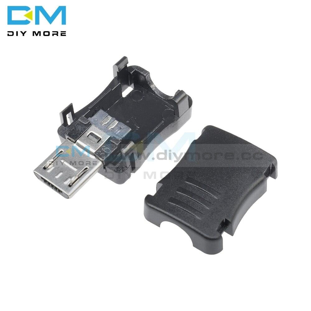 20Pcs Lot Diy Micro Usb 5 Pin T Port Male Plug Socket Connector With Plastic Cover Black Kit