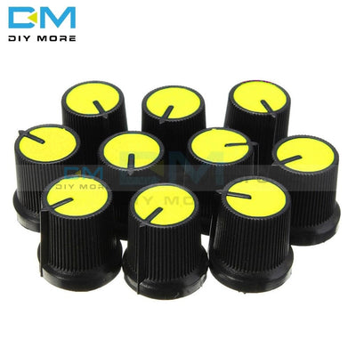 20Pcs Lot 6Mm 0.6Cm Knob Yellow Face Plastic For Rotary Taper Potentiometer Hole Volume Control