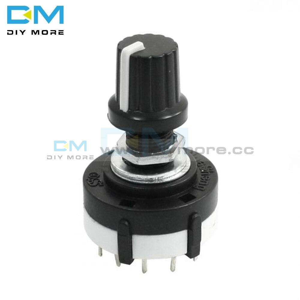 26Mm Diameter Rotary Switch 3 Knives 4 Files 6Mm Shaft Adjustable Gear With Black Knob For Arduino