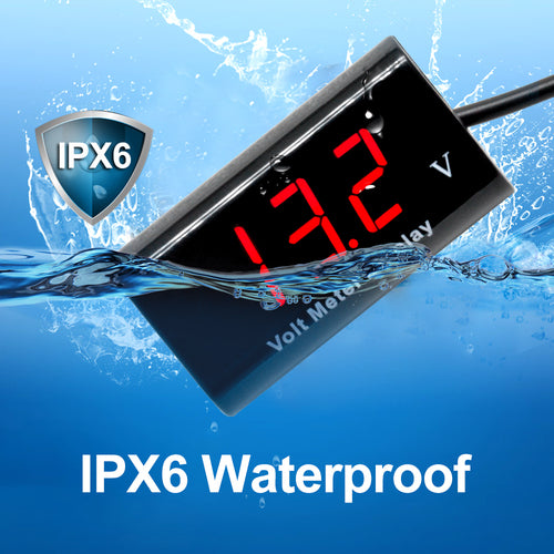 0.56" IPX6 Waterproof Voltmeter 3-18V LED Digital Volt Meter For Car Motorbike