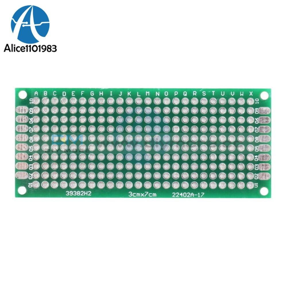 2Pcs Double Side Prototype Pcb Bread Board Tinned Universal 3X7 Cm 30X70 Mm Fr4 Green 3X7Cm 2.54Mm