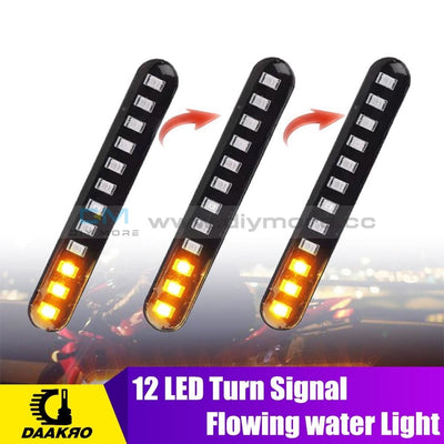 2Pcs Led Turn Signals Strip Motorcycle Flowing Water Tail Brake Lights 12 3528Smd License Plate