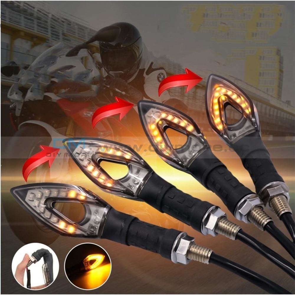 2Pcs Universal Flowing Water Flicker Led Motorcycle Turn Signal Indicators Bike Amber Blinker Lamp