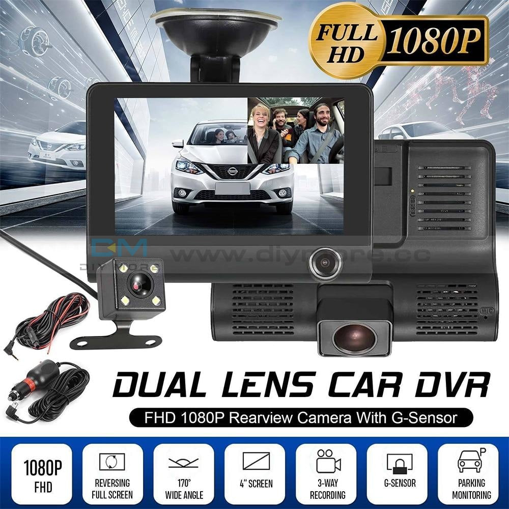 3 Lens Car DVR Dash Camera Full HD 1080P 4.0 Inch Three Camera IPS Scr –  diymore