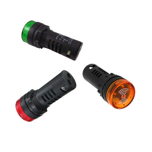 AD16-22SM LED Flash Alarm Indicator Signal Lamp w Buzzer Beep 12/24/110/220V