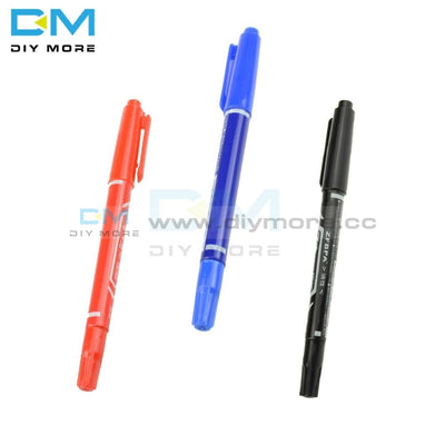 3Pcs Ccl Anti Etching Pcb Circuit Board Ink Marker Double Pen For Diy Repair Printed Diagram Blue