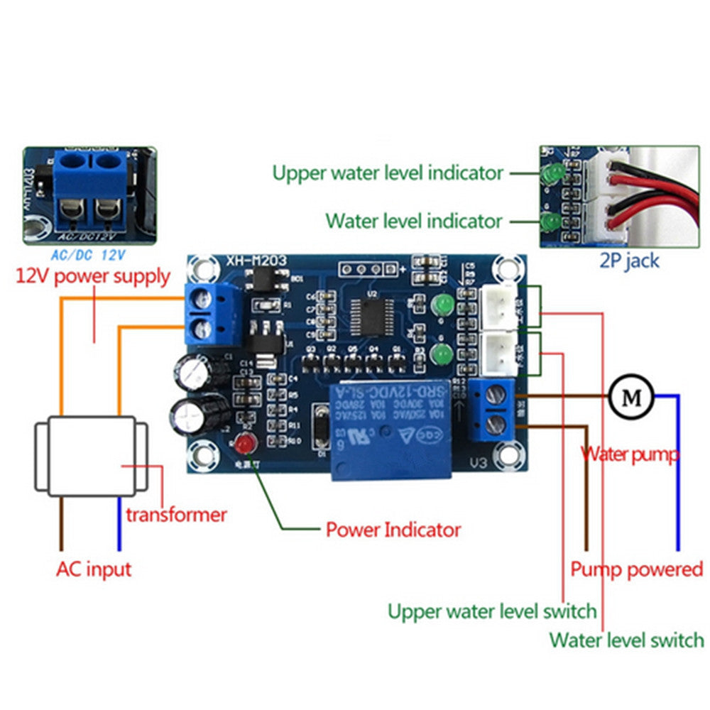 AC/DC 12V XH-M203 Automatic Water Level Controller Pump Switch Module Relay