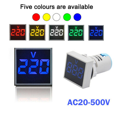 22mm AC20-500V LED Light Panel Digital Voltage Volt Meter Display Voltmeter