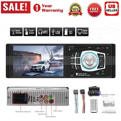 4.1 Inch 1 Din Hd Radio Car Mp5 Mp3 Player Video Bluetooth Fm Aux Usb Music Hands Free Call Touch