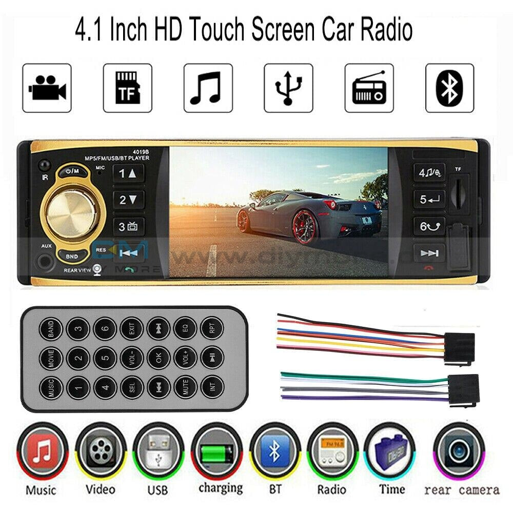 4.1 Inch One Din Mp3 Player Car Radio Audio Usb Aux Fm Station Bluetooth Rearview Camera Remote