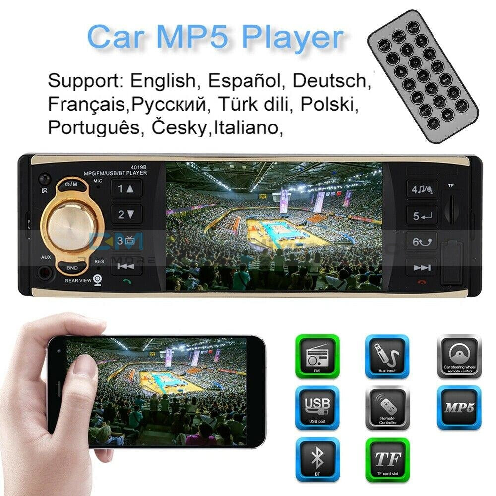 4.1 Inch One Din Mp3 Player Car Radio Audio Usb Aux Fm Station Bluetooth Rearview Camera Remote