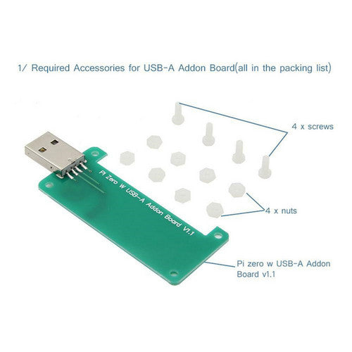 Raspberry Pi Zero W Zero USB-A Addon Board USB Connector V1.1 RPi0 Adapter