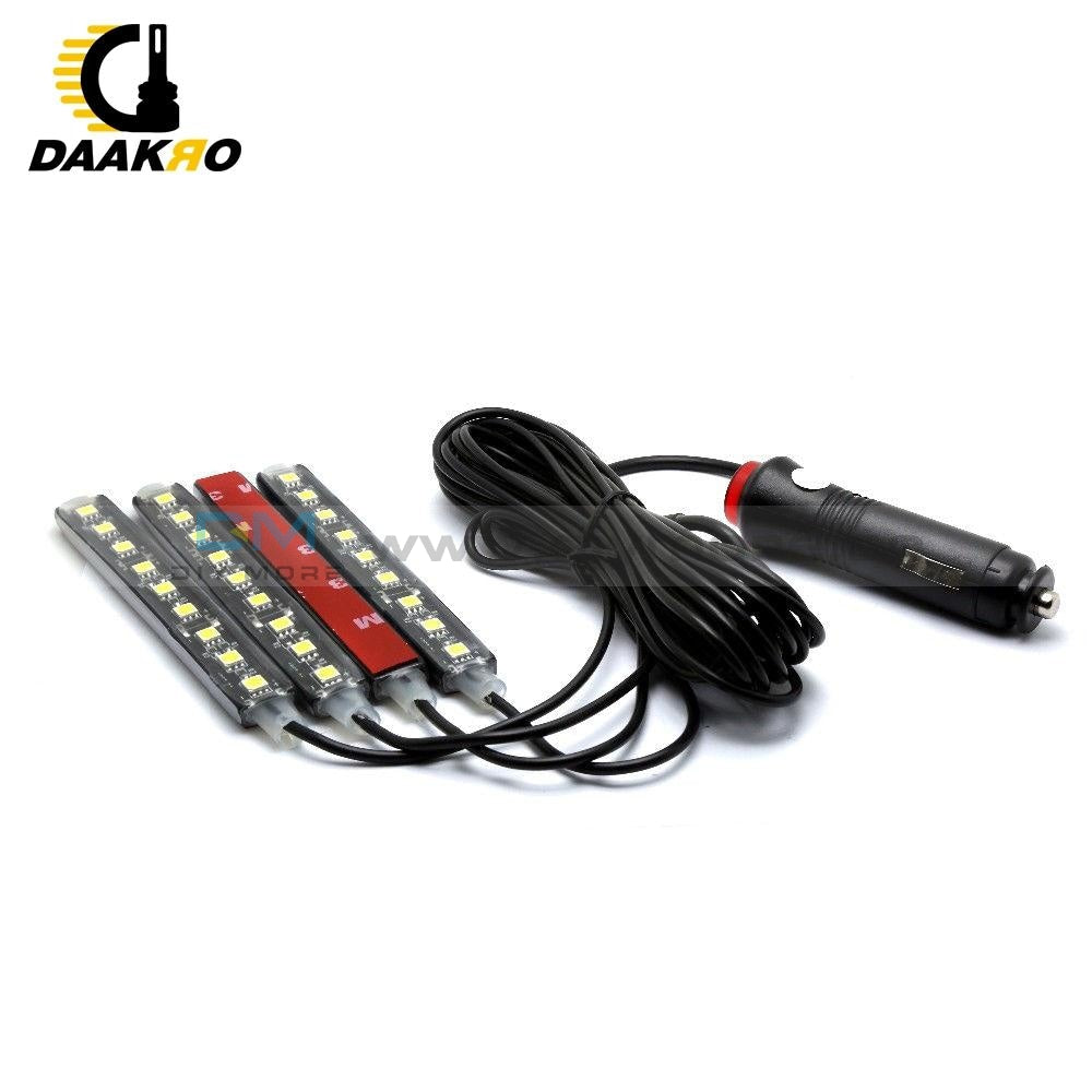 4Pcs Ice Blue 9 Led Charger Interior Light Accessories Car Suv Floor Decorative Set 10W Atmosphere