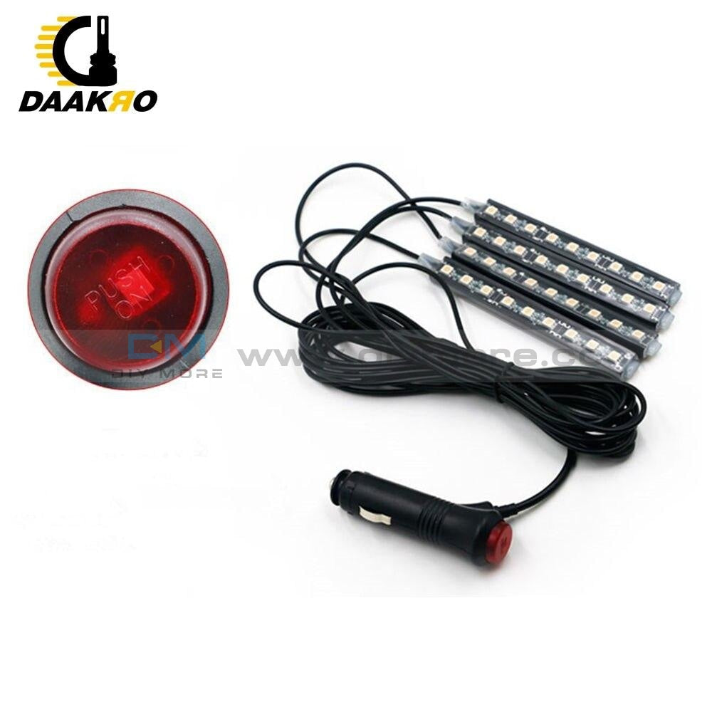 4Pcs Ice Blue 9 Led Charger Interior Light Accessories Car Suv Floor Decorative Set 10W Atmosphere
