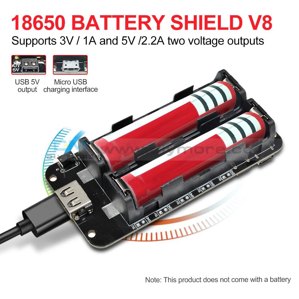 18650 Battery Shield V8 Mobile Power Bank 3V/5V For Arduino Esp32 Esp8266 Wifi Expansion Module