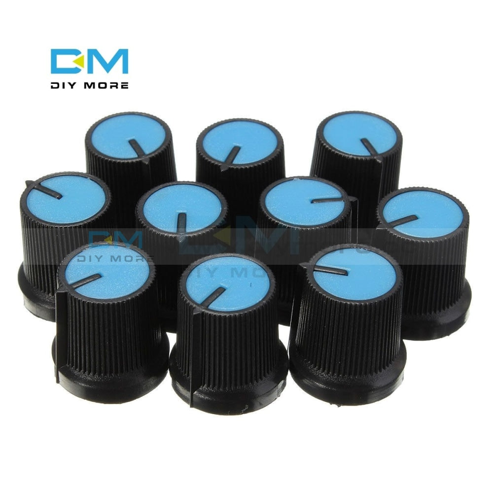 50Pcs Lot Black Knob Blue Face Plastic For Rotary Taper Potentiometer Hole 6Mm New Potentiometers