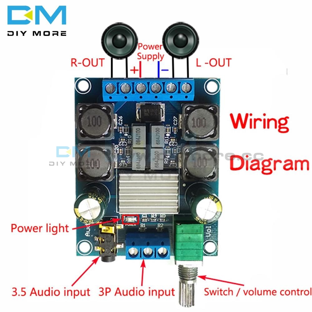50W X 2 Tpa3116D2 Dual Channel Dc 4.5 27V Digital Power Audio Music Speaker Amplifier Board Stereo