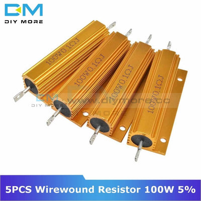 5Pcs 0.5R 1R 2R 4R 6R 8R 10R 20R 100W 5% +5% Aluminum Shell Housed Case Power Wirewound Resistor