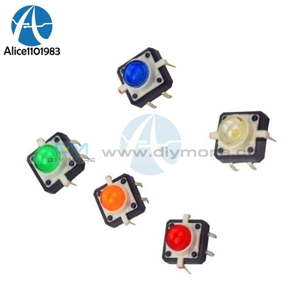 5Pcs 1 Set 12X12X7.3 Tactile Push Button Switch Momentary Tact Led 5 Color 12X12X7.3Mm 12*12*7.3Mm