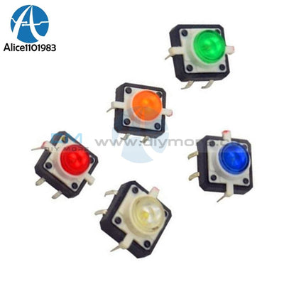 5Pcs 1 Set 12X12X7.3 Tactile Push Button Switch Momentary Tact Led 5 Color 12X12X7.3Mm 12*12*7.3Mm