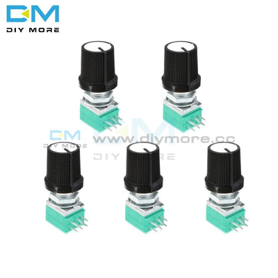 5Pcs 6 Pin 6Pin 6P Rotary Potentiometer 6Mm Knurled Shaft Single Linear B Type B10K Ohm 5K 10K B20K